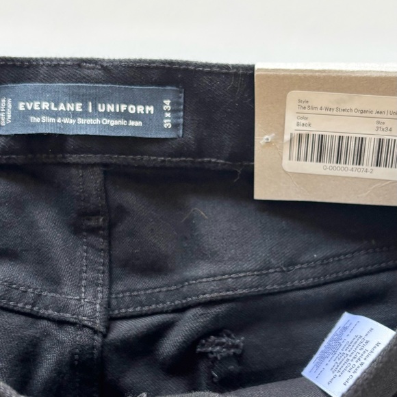 Everlane Uniform 4-Way Stretch Mens Black Denim Jeans 31x34 High Stretch Organic - Picture 9 of 13